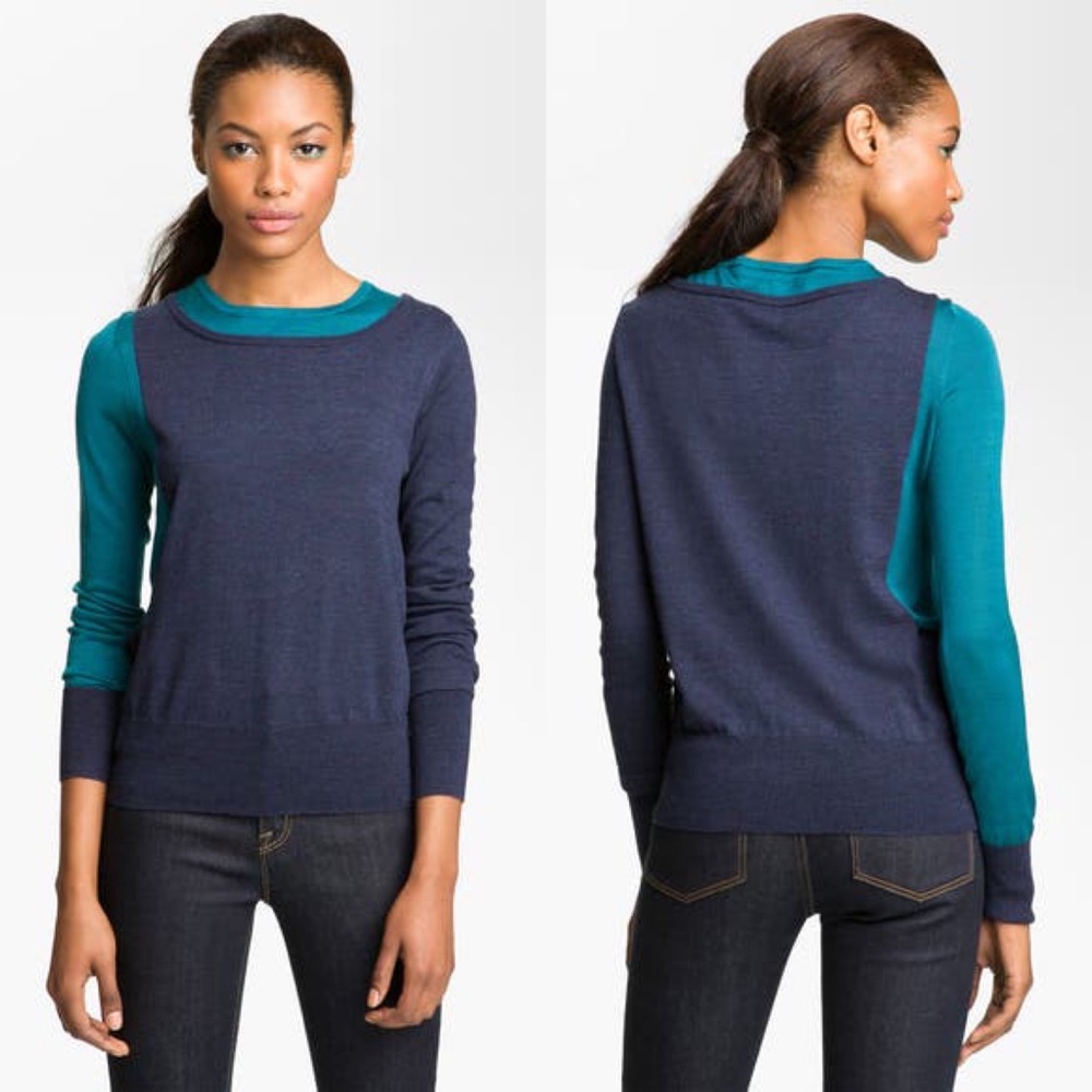 Marc by Marc Jacobs Yaani Colorblock Sweater Merino Wool Silk Small